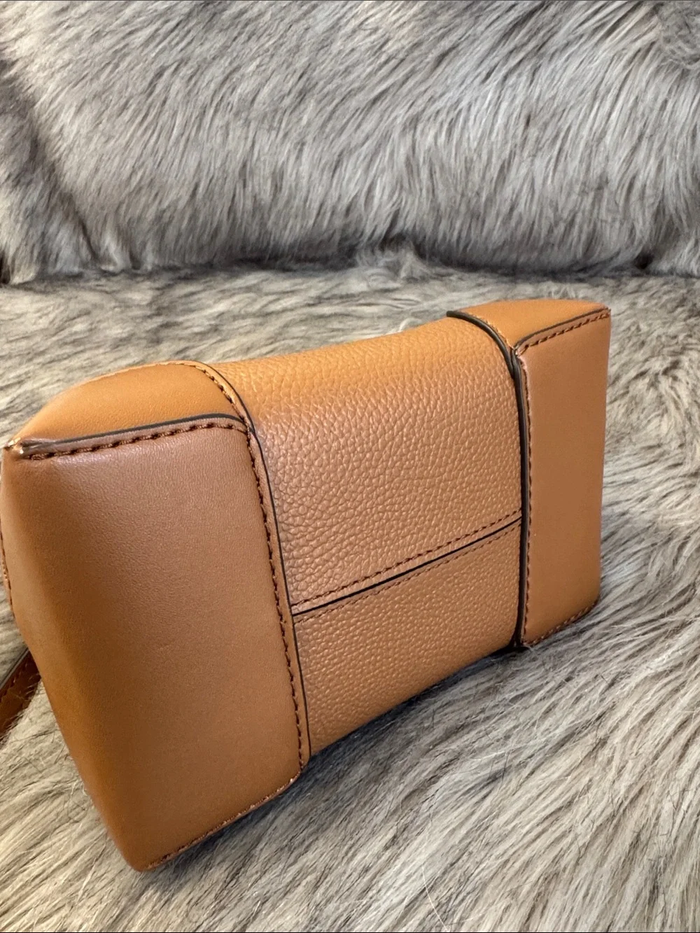 Michael Kors Cognac Pebbled Leather Mini Drawstring Bucket/Crossbody Bag